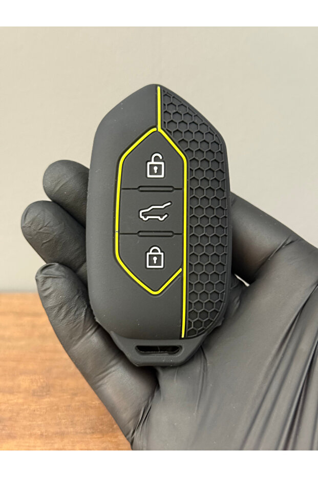 T10X T10F Smart 3-Button Honeycomb Pattern Key Remote Control Protection Case - Black Yellow