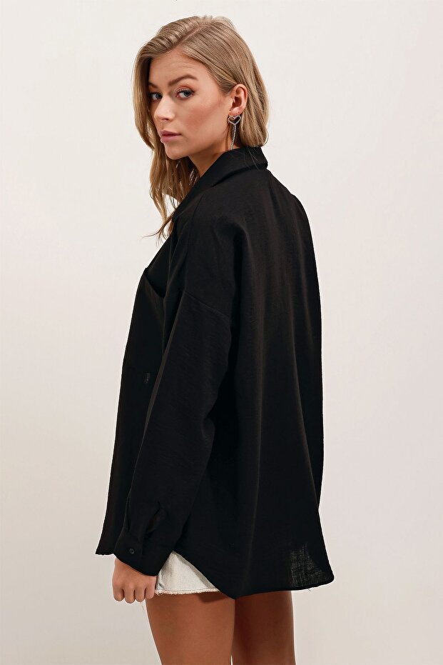 BDART Cep Detaylı Keten Karışımlı Basic Gömlek - 6