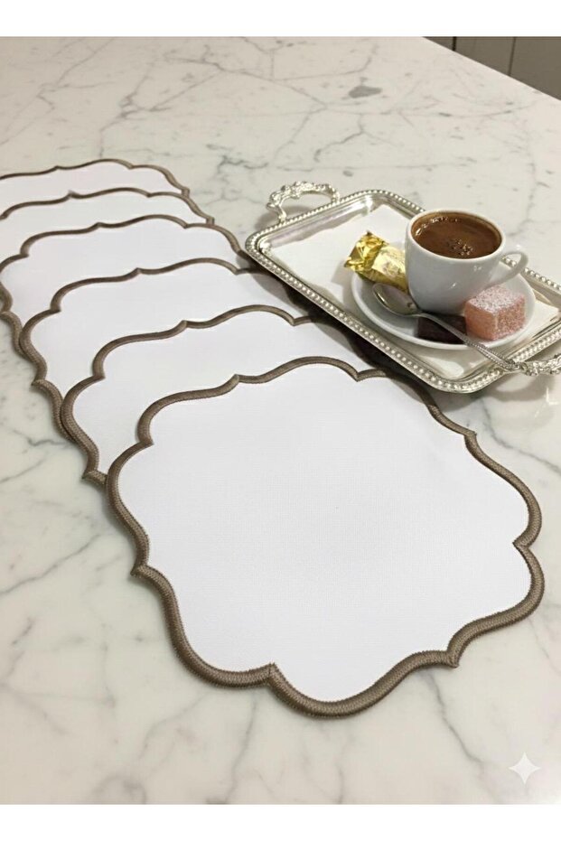 6 Pieces Coffee or Presentation Cocktail Napkins & Coaster Brown
