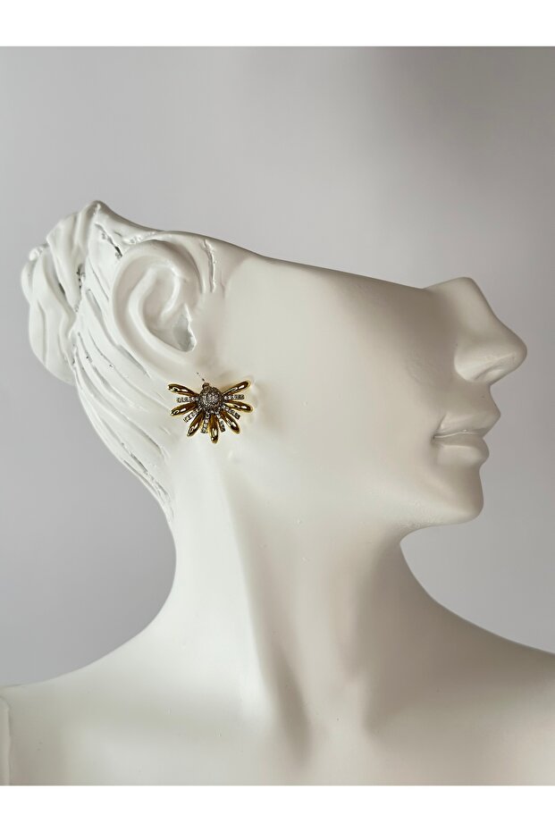 Vip Steel Zircon Stone Sun Model Gold Earrings