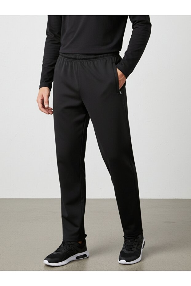 Men's Diver Fabric Relaxed Fit Black Sweatpants