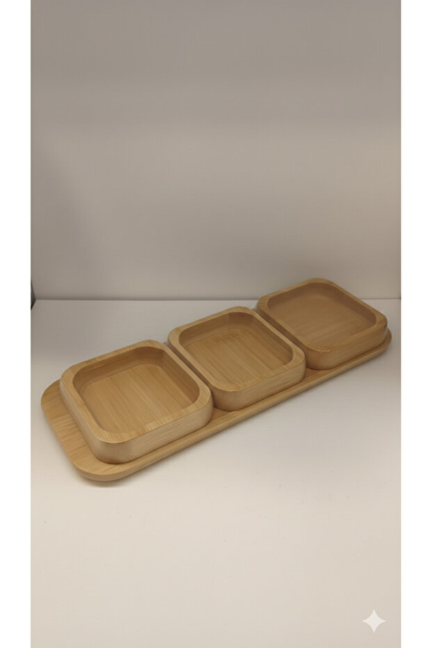 Bambu üçlü çerezlik sunumluk - 2