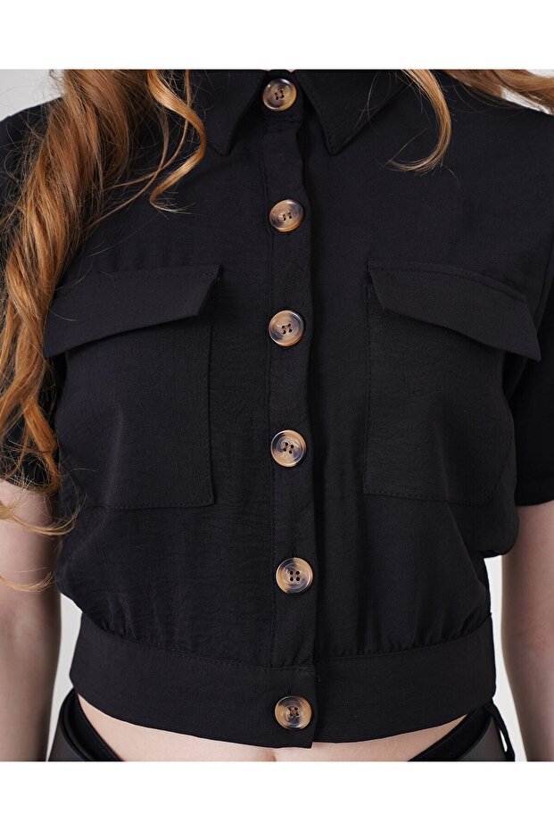 0663 Crop Jacket - Μαύρο - 3