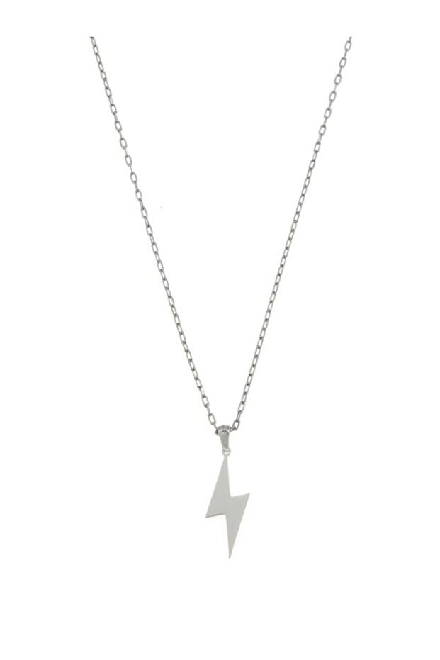 Gümüş Kaplama Şimşek Kolye - 1