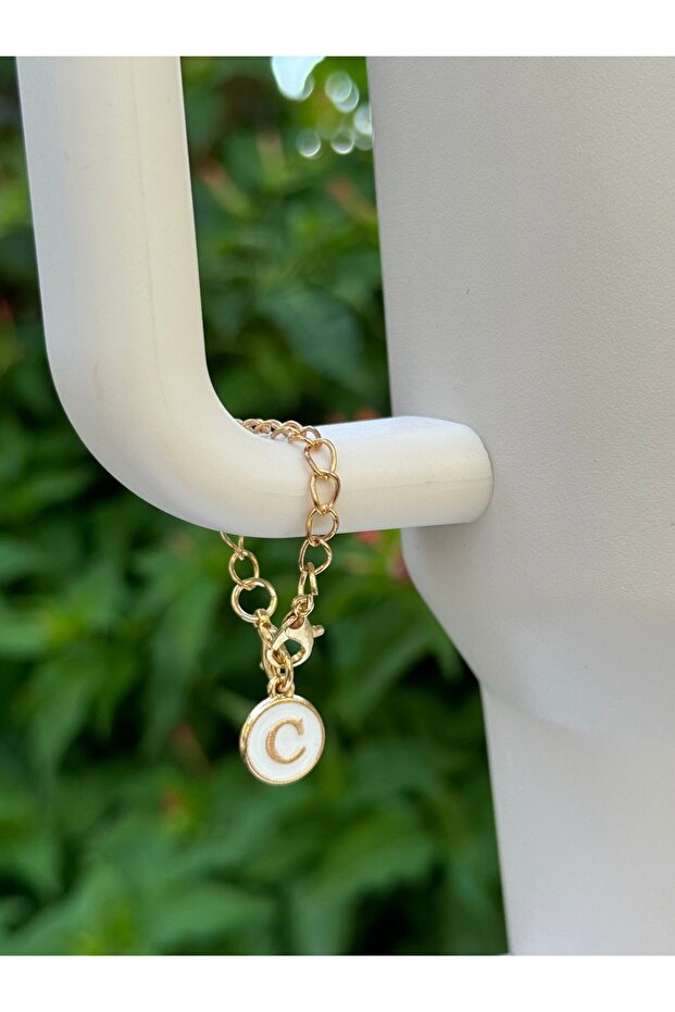 White Thermos Compatible Accessory with Letter C/Letter C Thermos Charm/Letter Thermos Ornament