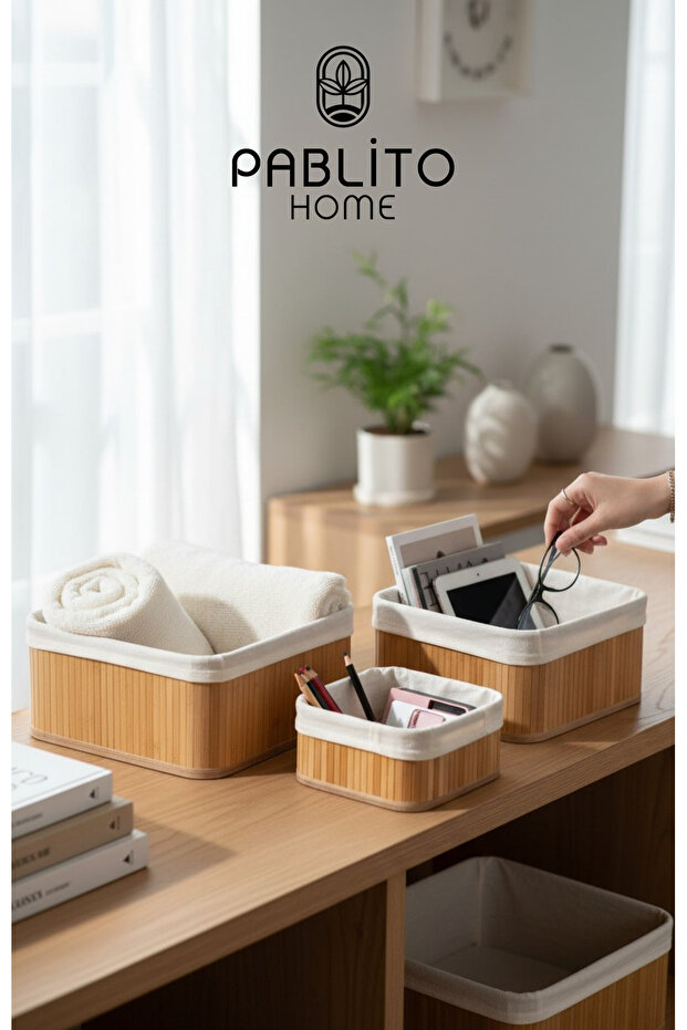 3LÜ BAMBU SEPET - 2