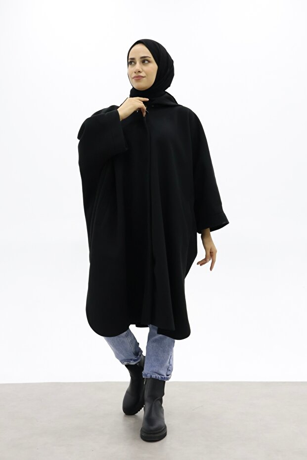 YARASA KOL CEPLİ FERMUARLI KAŞE PANÇO - 2