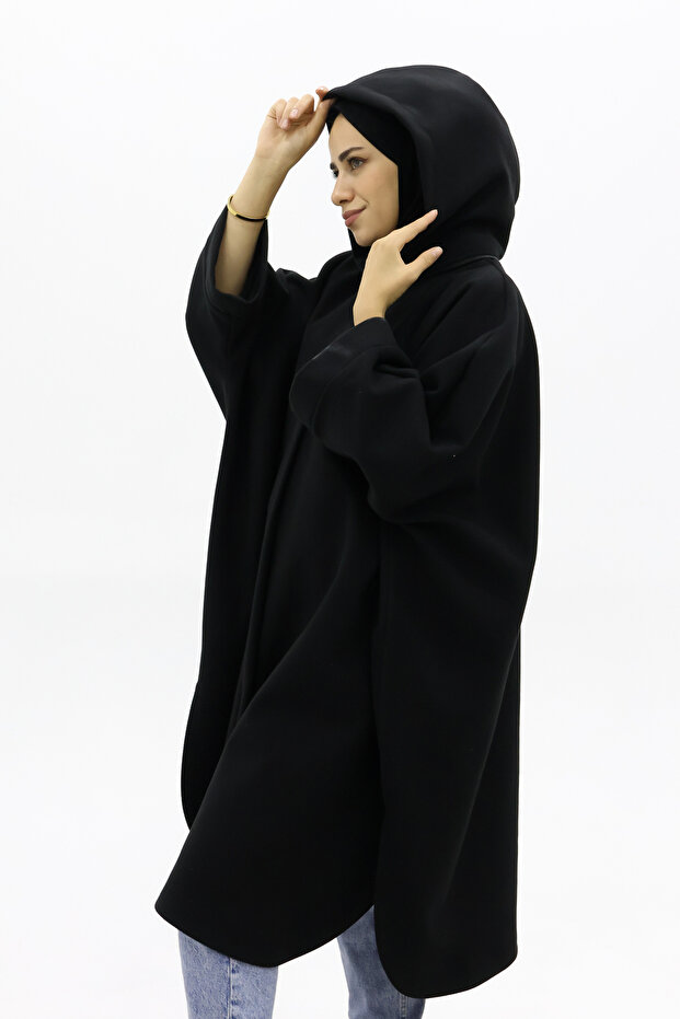 YARASA KOL CEPLİ FERMUARLI KAŞE PANÇO - 5