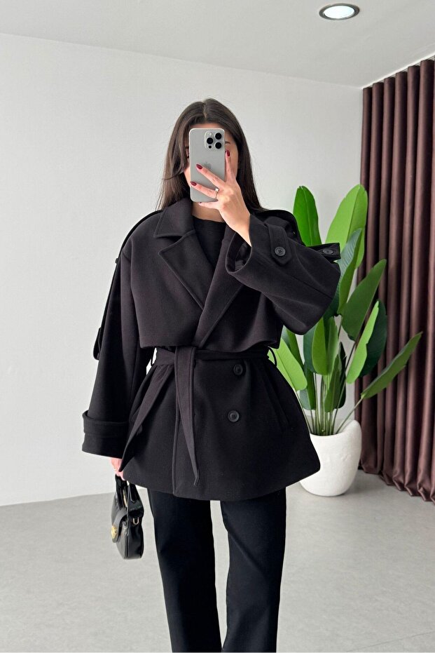 Belted Oversized Imported Zr Model Melton Coat