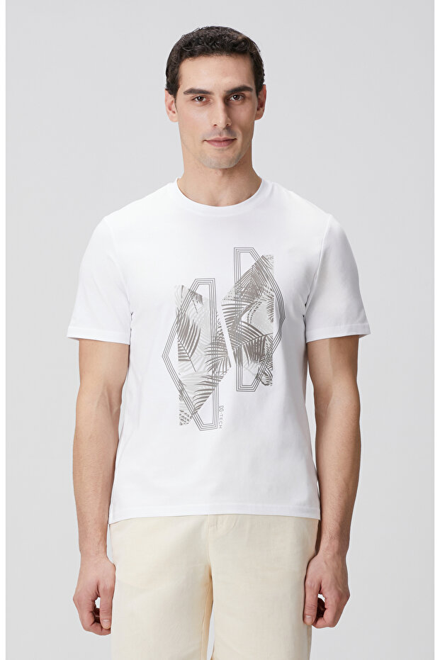 N-Tech Beyaz Baskılı T-shirt - 1