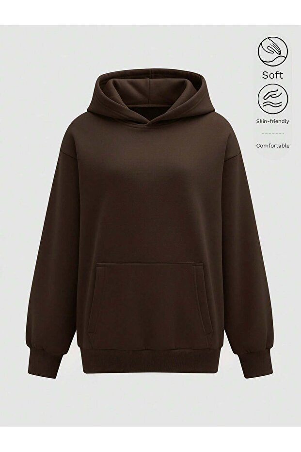 KADIN KAPŞONLU OVERSIZE SWEAT - 2