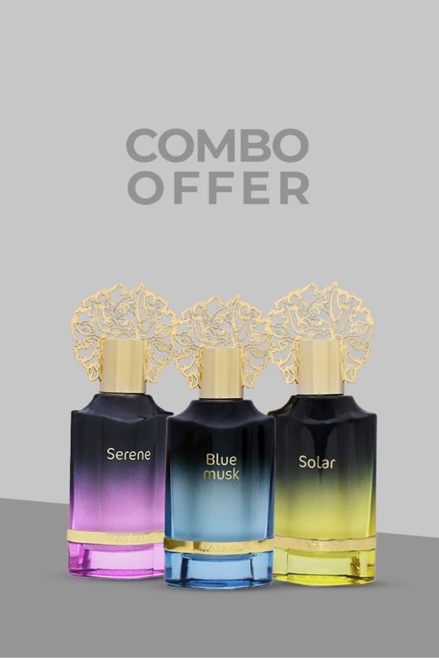 Special Combo(Blue Musk, Serene, Solar)|Pack of 3| for Men & Women | 55ml each