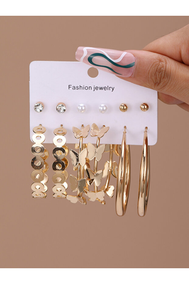 Set of 6 - Golden Hoop Earring