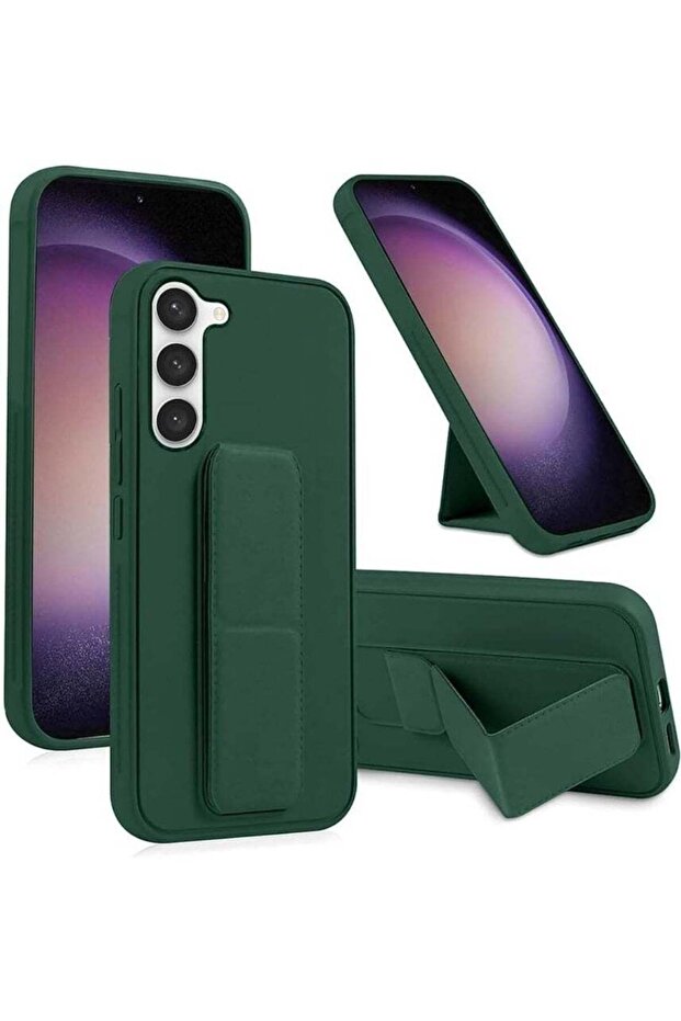 Samsung Galaxy A17 Back Stand Case - Magnetic Car Holder, Soft Silicone Kickstand, Wrist Strap