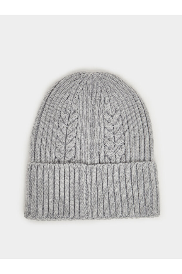 قبعة صوفية رمادية محبوكة - 1