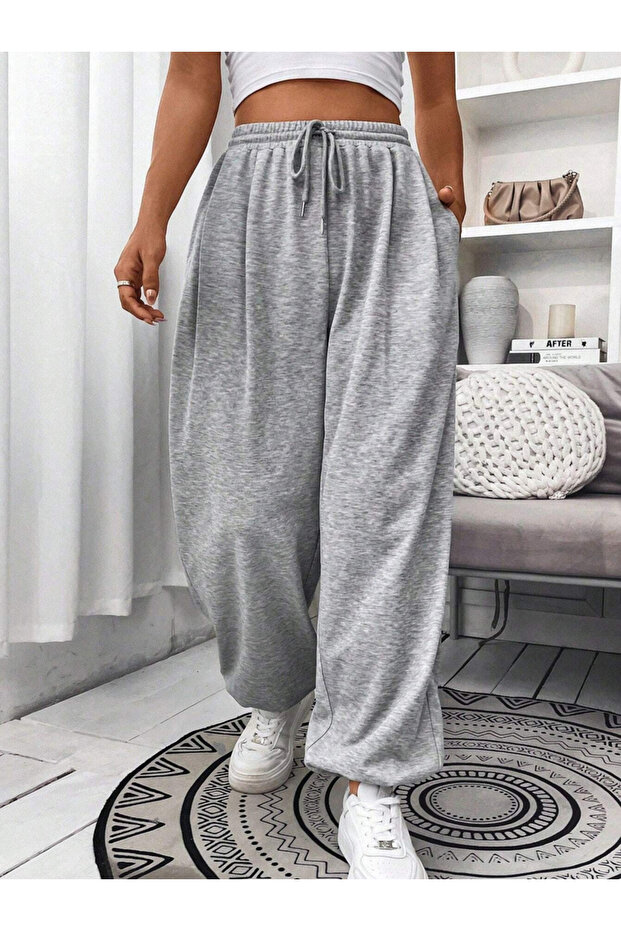 بنطال رياضي سادة برباط خصر مطاطي - 1