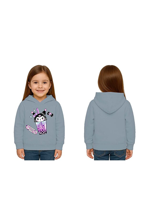 Unisex Printed Children's Swaetshirt Hooded 3 Thread Ş Fleece-Lined Kuromi Printed