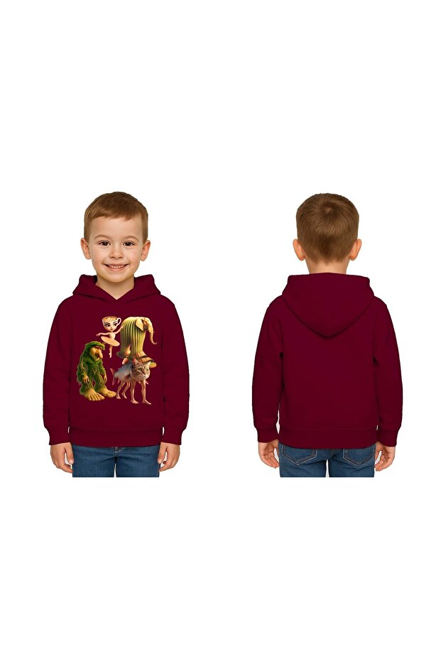 Unisex Brainrot Printed Children's Swaetshirt Hooded 3 Thread Raster