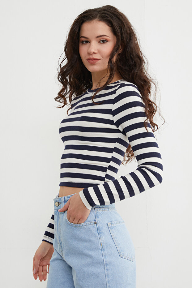 Basic Çizgili Likralı Body - 6