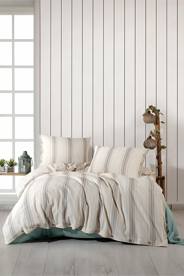 Imre Green Single Thread-Dyed 100% Cotton Duvet Cover Set