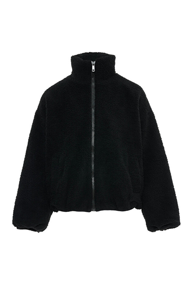 Siyah Peluş Ceket - 5