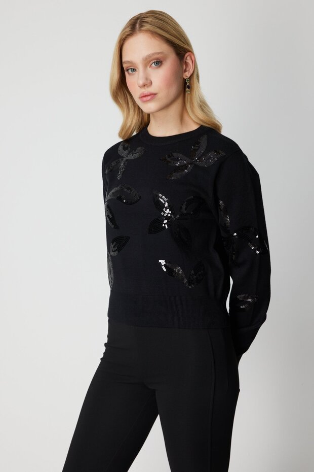 Pullu Desenli Triko Kazak - 3