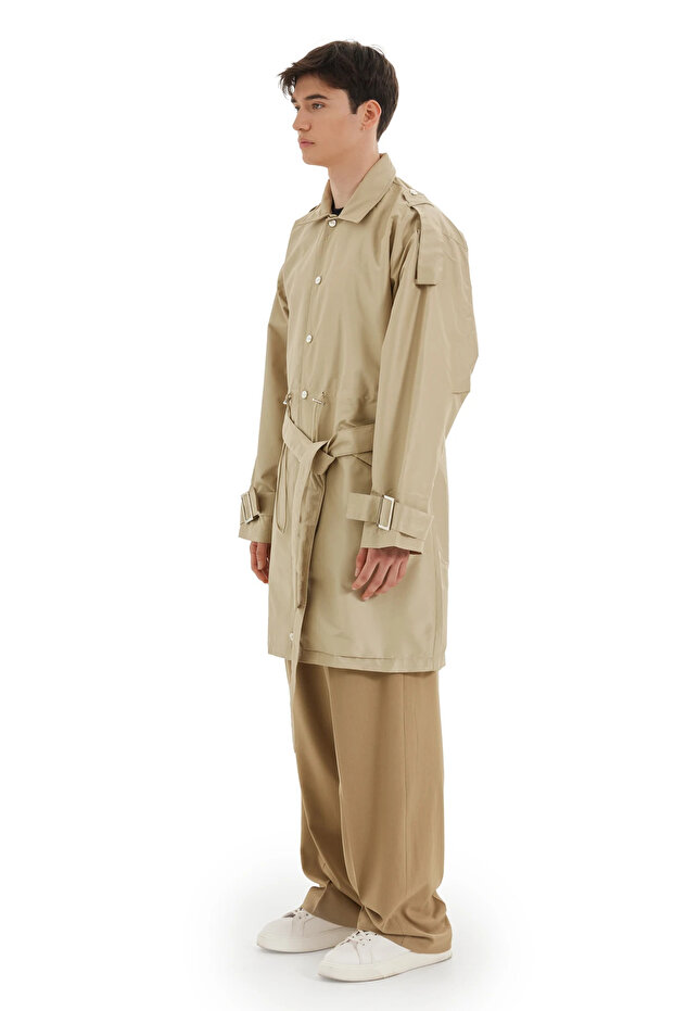 Bej Oversize Trençkot - 2