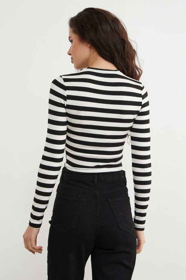 Basic Çizgili Likralı Body - 4