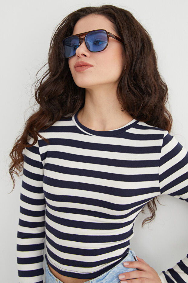 Basic Çizgili Likralı Body - 2