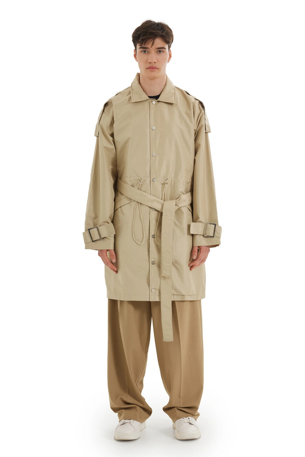 Bej Oversize Trençkot - 1