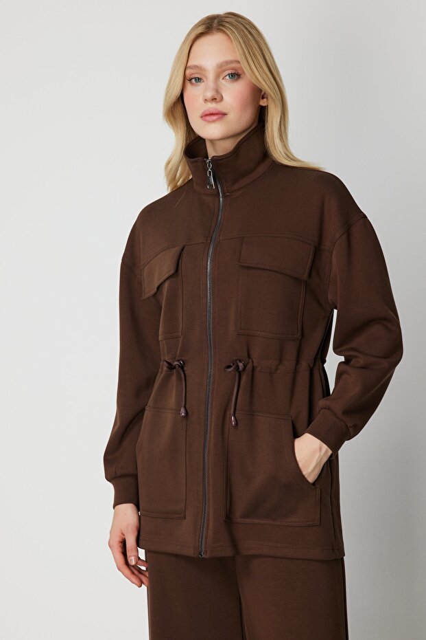 Mock Neck Multi-Pocket Jacket - 2