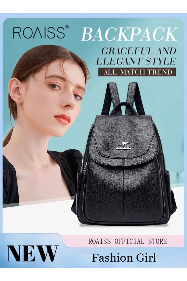 Casual Backpack Women's New All-Match Large-Capacity Soft Leather Schoolbag Outdoor Travel Backpack