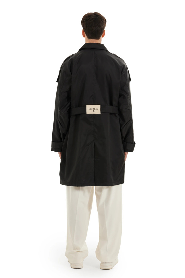 Siyah Oversize Trençkot - 3