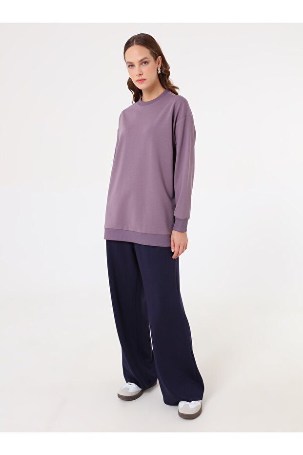 Modern Basic Sweatshirt - Lavanta - - 2
