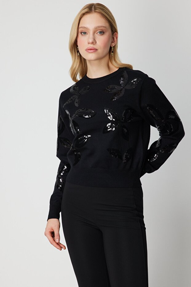 Pullu Desenli Triko Kazak - 2