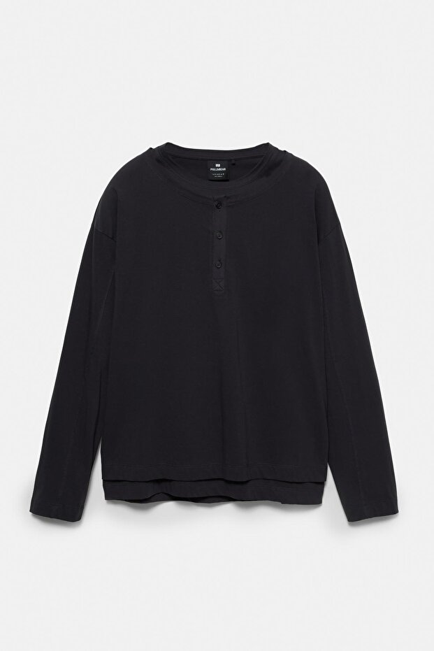 Çift düğmeli yaka tişört - 5