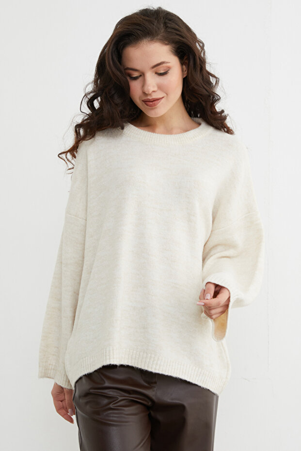 Basic Bisiklet Yaka Salaş Triko Kazak - 5