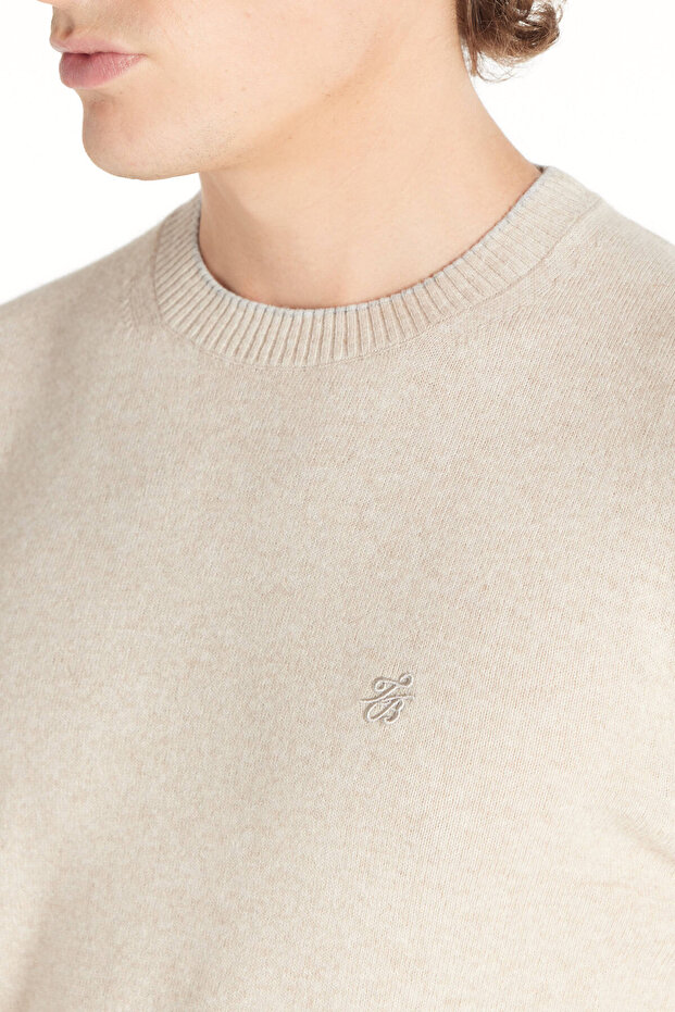 BEJ BİSİKLET YAKA BASİC KAZAK - 6