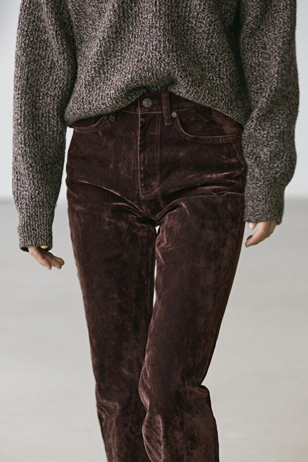 High-waisted bootcut jeans with flock finish - 2