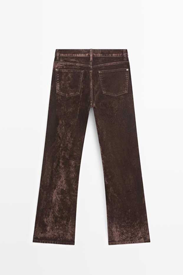 High-waisted bootcut jeans with flock finish - 8