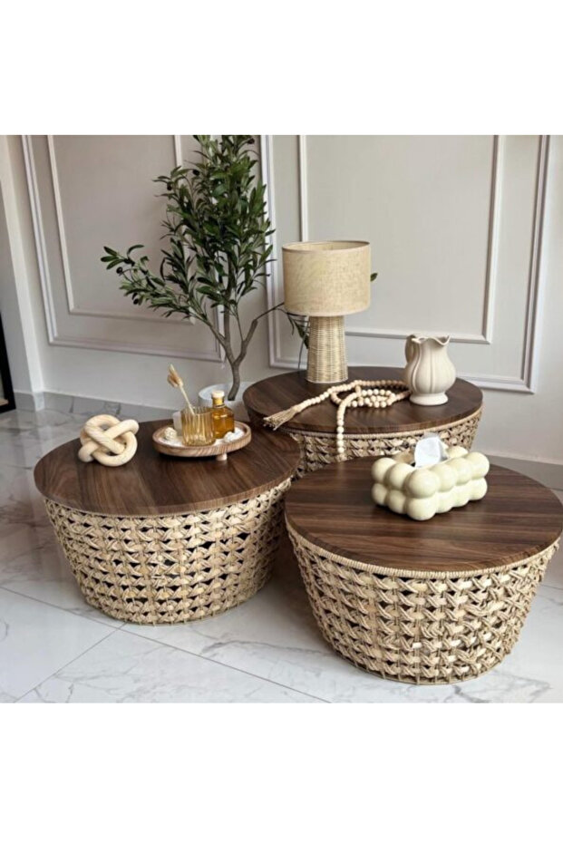 3-piece wicker table set with ample storage space – a style that complements your home - 3