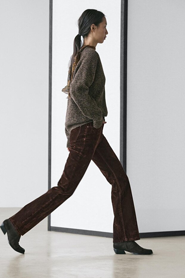 High-waisted bootcut jeans with flock finish - 3