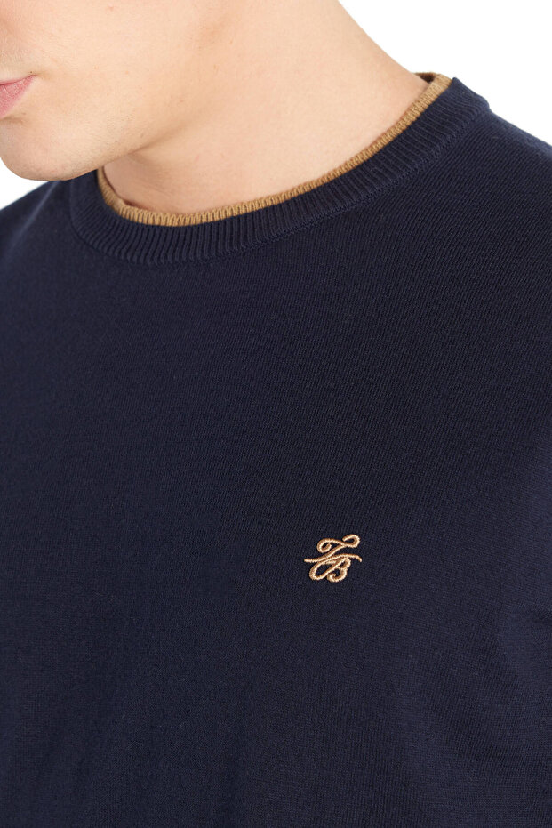 LACİVERT BİSİKLET YAKA BASİC KAZAK - 6