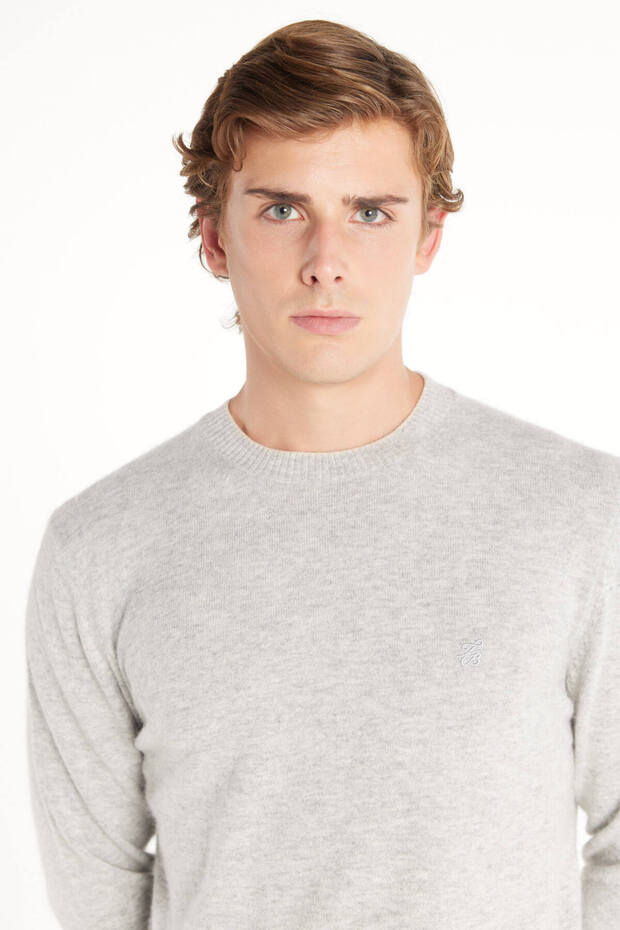 AÇIK GRİ BİSİKLET YAKA BASİC KAZAK - 5