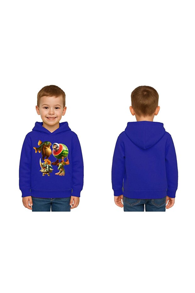 Unisex Brainrot Printed Children's Swaetshirt Hooded 3 Thread Raster