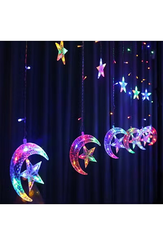 LED 5 pointed Star Curtain String Waterproof Fairy Lights with Remote and Battery+USB Dual Power