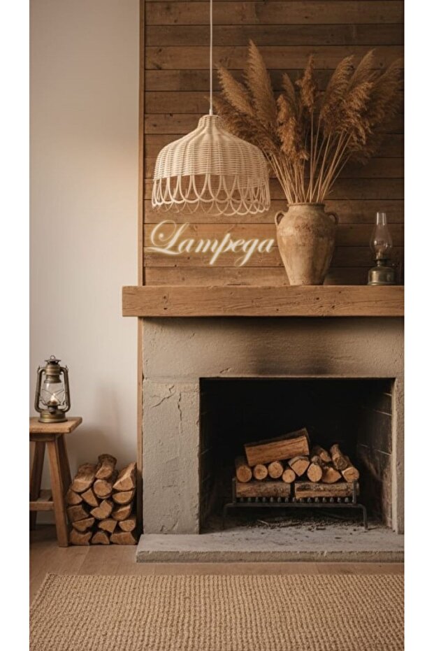 rattan bambu hasır avize - 1