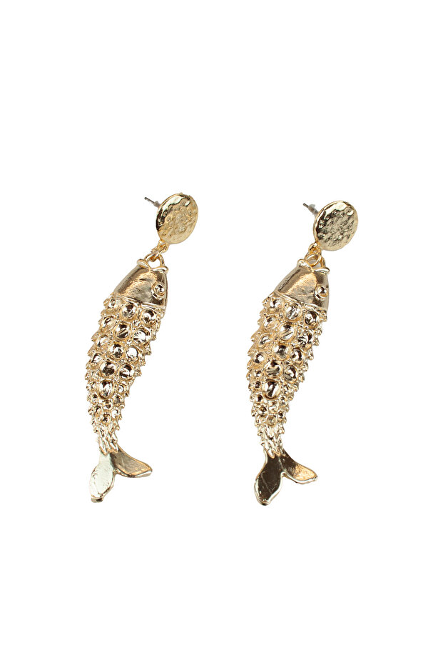 Fish Shape Dangle Gold Earrings - 4