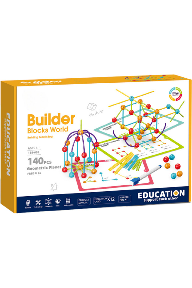 Set de constructie STEAM - Forme 3D ( 140 piese) - 1