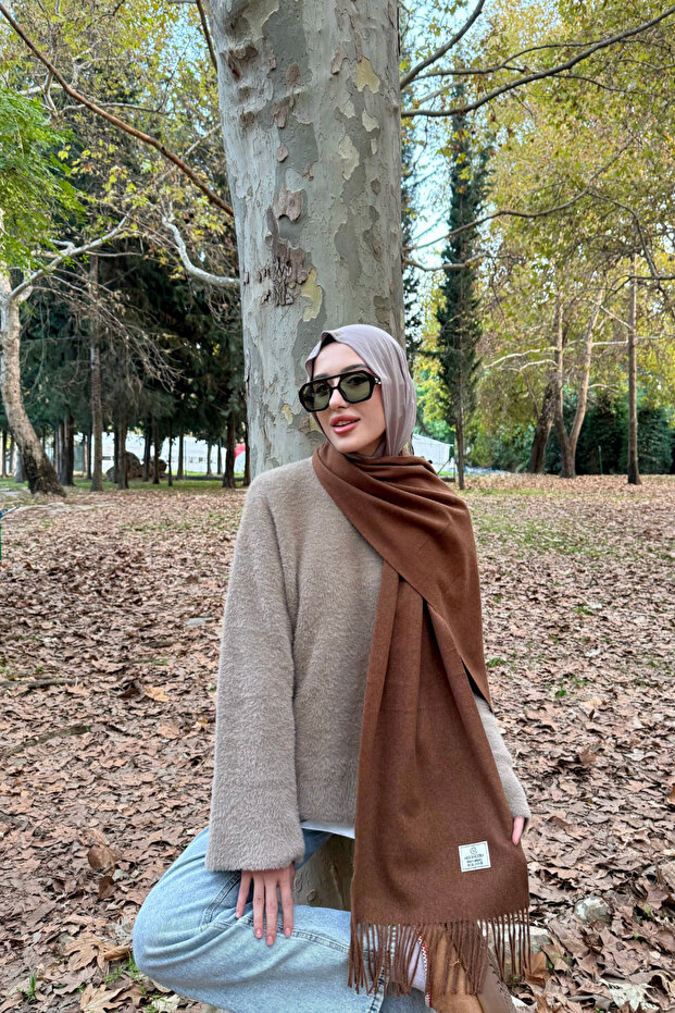 Kahve Yün Atkı - 2